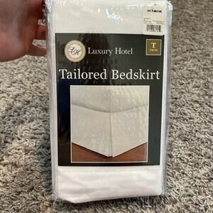 Luxury Hotel Tailored Bed Skirt Twin White 14 Inch Drop Contemporary Styling